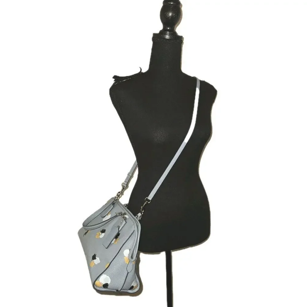 COACH Nolita Blue Floral Print Pebbled Leather Satchel Tote Shoulder Bag 37176 - Picture 2 of 16